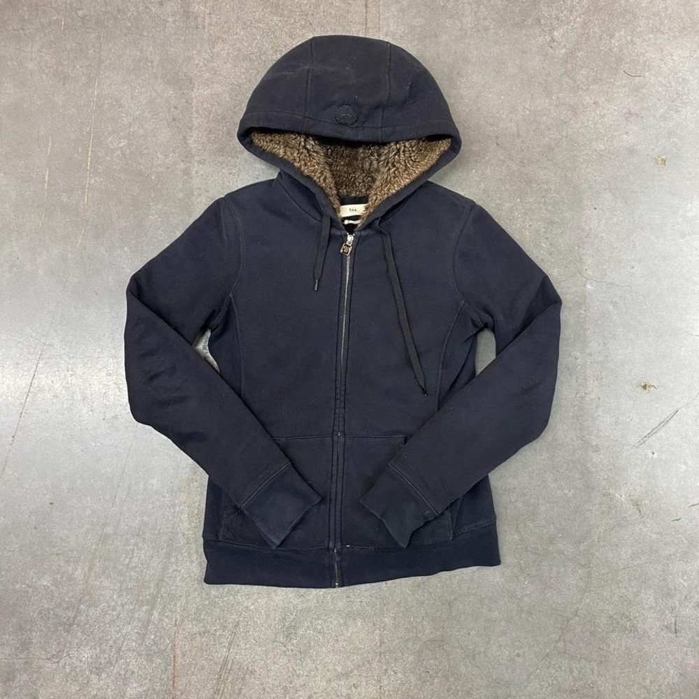 TNA Sherpa Fur Lined Navy Zip‎ Hoodie Y2K Women's M